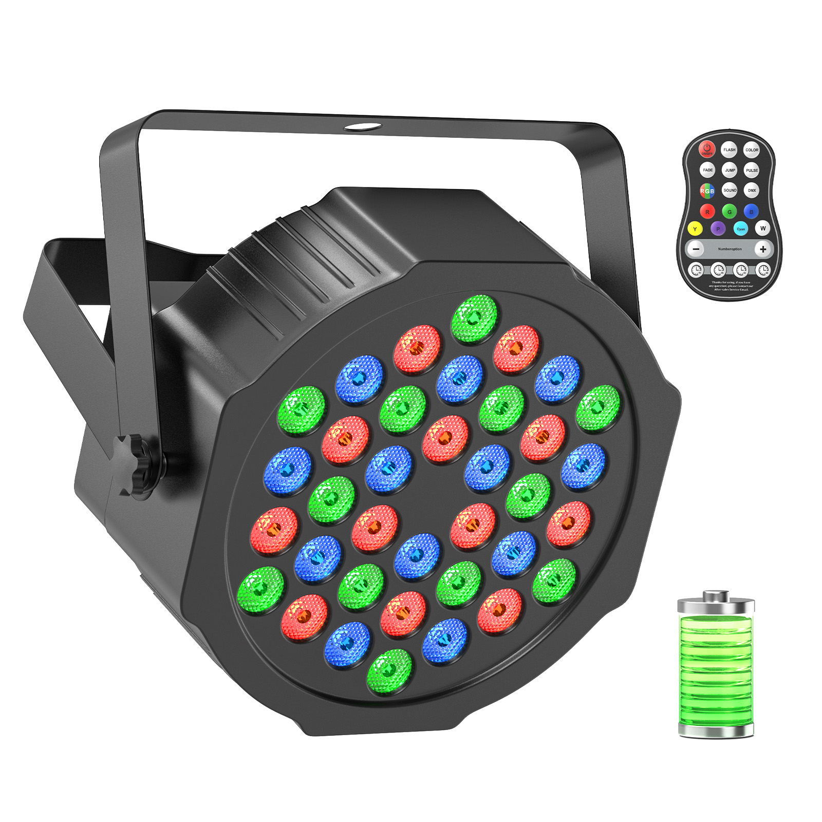 PAR LED RGBW Ricaricabile 36 LED Wireless Con DMX - Luce Da Palco Yiflamefly - Batteria Integrata