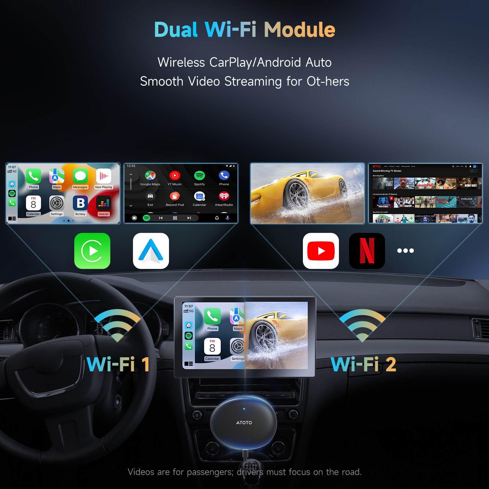 ATOTO AD5 2in1 2G+16G Wireless Carplay Smart AI box Android