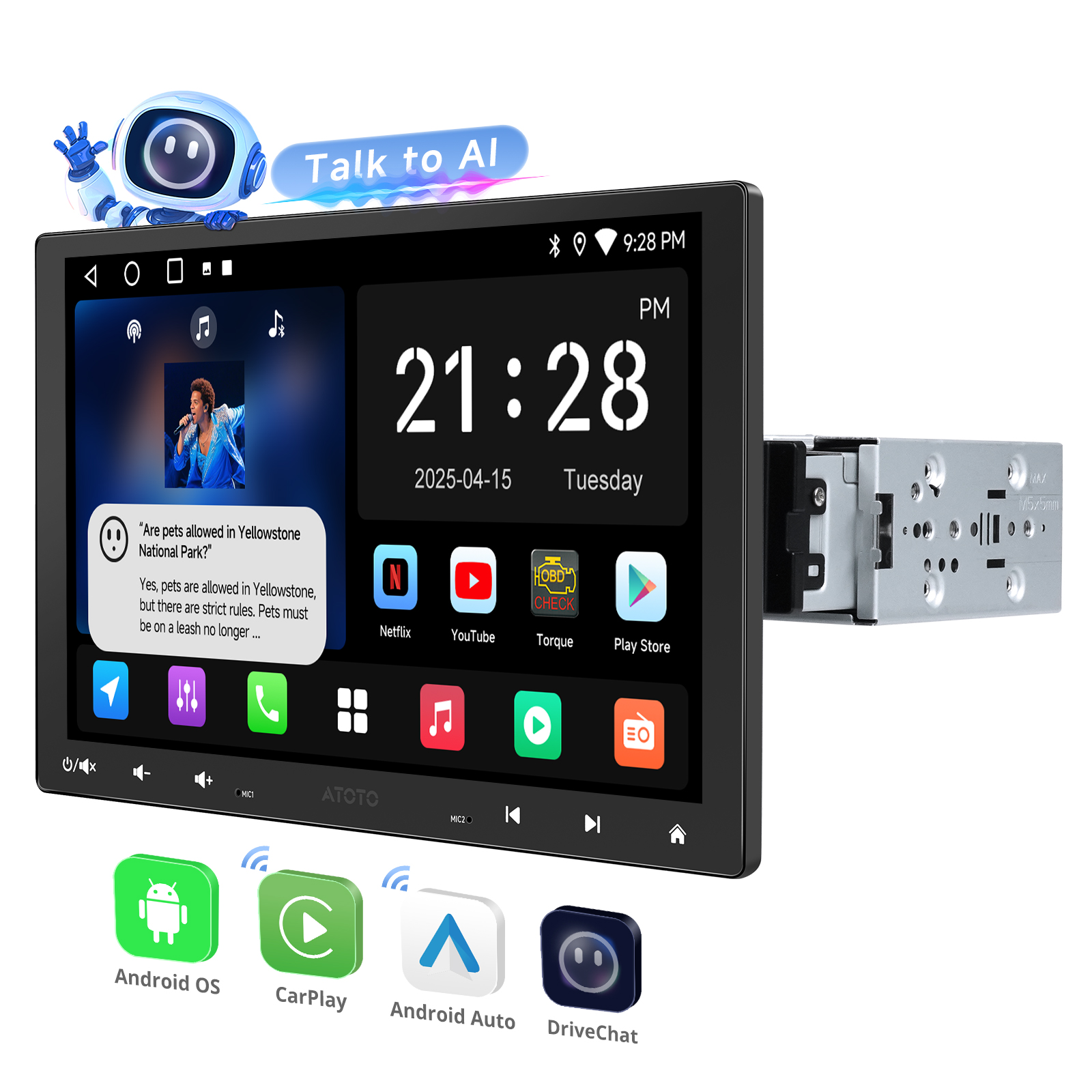 Android ATOTO A5L Autoradio GPS NAVI Bluetooth Wireless CarPlay&Android Auto +CAM