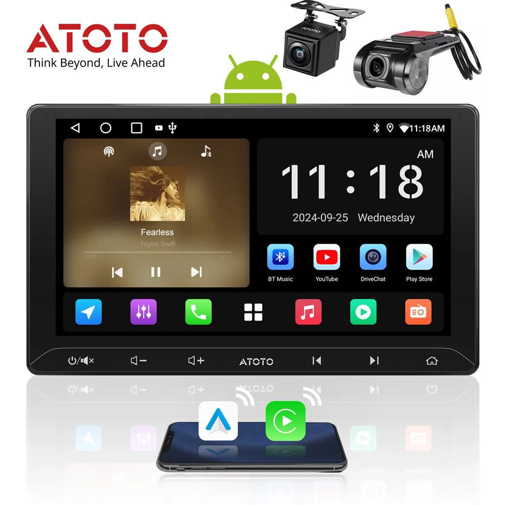 ATOTO A5L 10.1in 2 DIN Android Car Navi Stereo GPS GenAI Rear