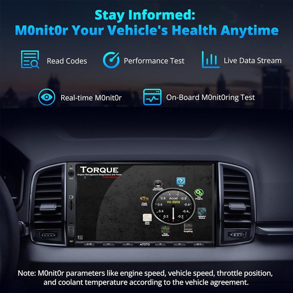 ATOTOEXCEL A5L 10.1 Autoradio 2 DIN Android, Draadloze CarPlay & Android Auto, 2 Din Stereo met OBD Scanner, 24-bands EQ, WiFi/BT/USB Tethering, 2G 32G, GPS Tracker, FM/RDS
