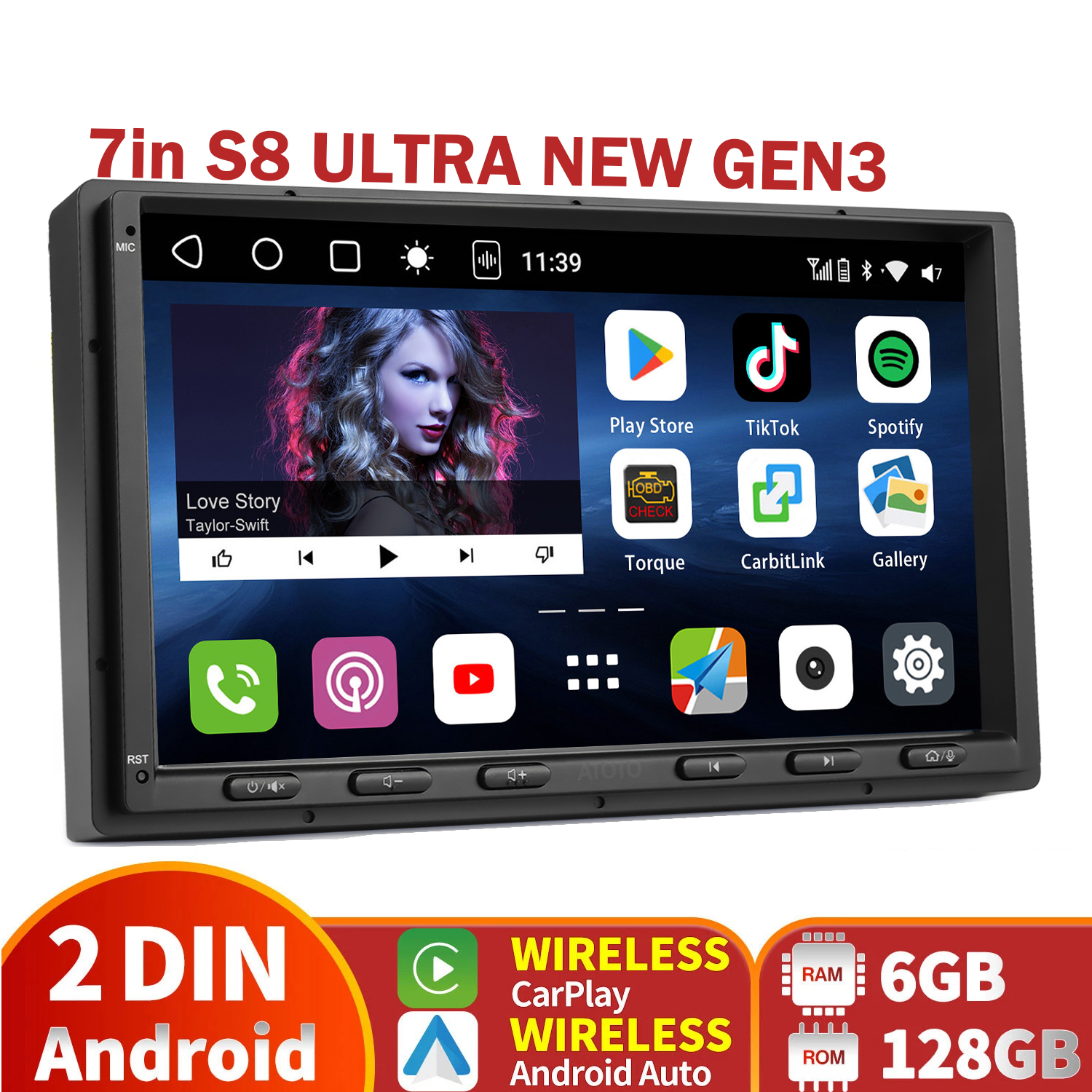 ATOTO S8 Ultra Level 7in 2DIN Car Stereo Wirelss Carplay 6+128G 