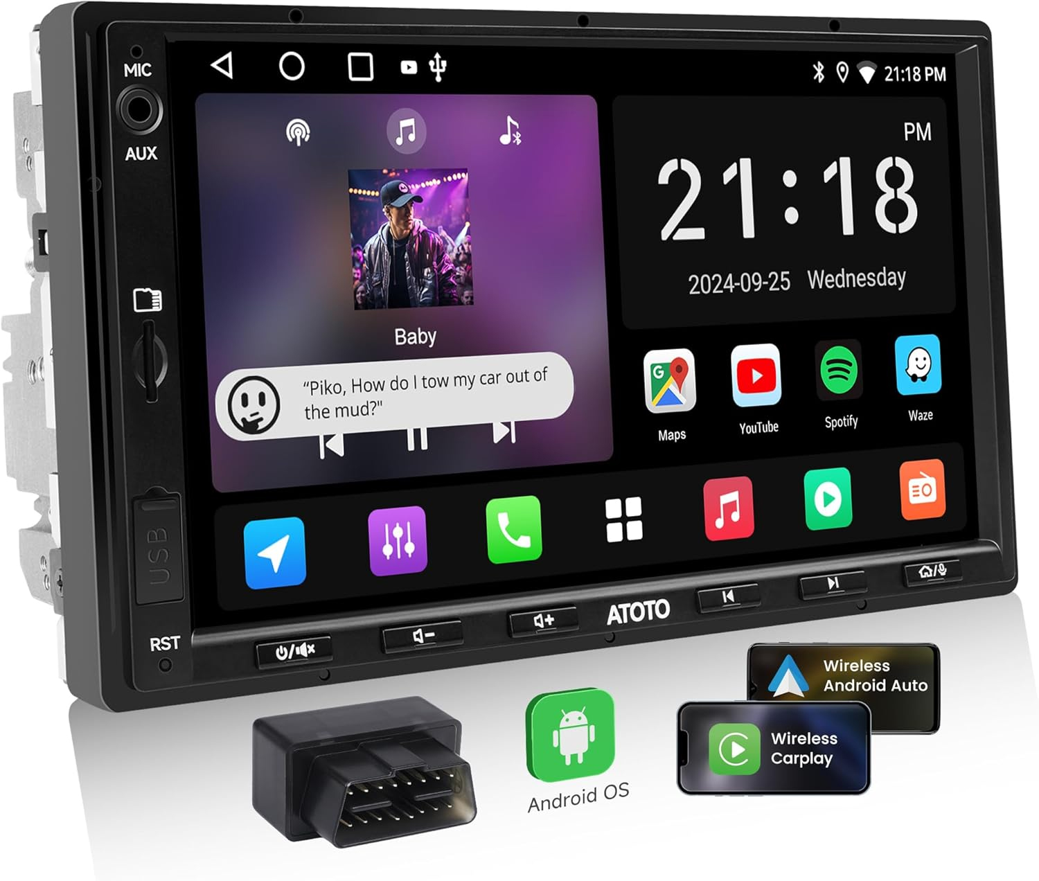 ATOTO A5L Android 7in Double Din Car Stereo GPS GenAI OBDII 