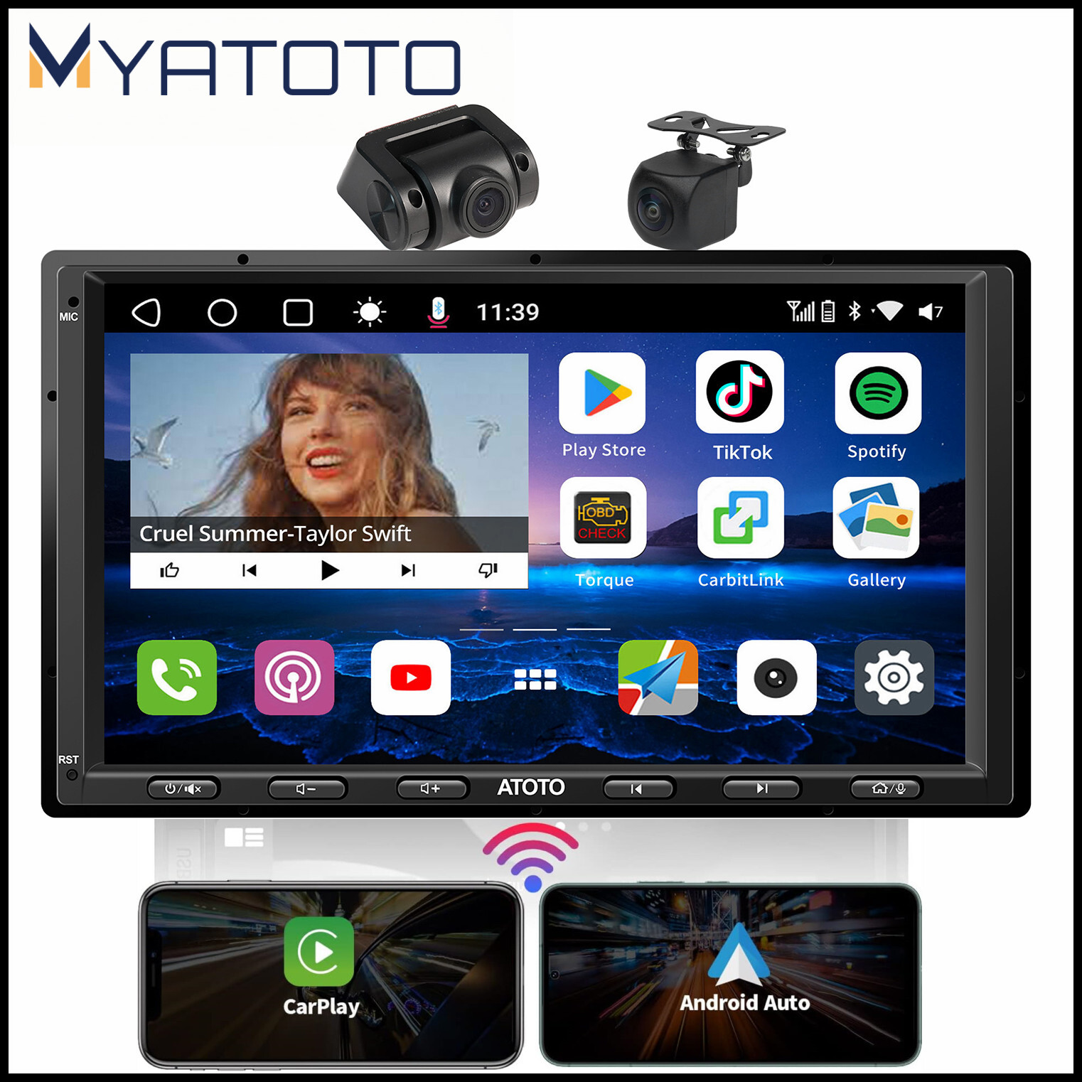 ATOTO CB6 ワイヤレスCarPlay/ 8GB+128GB AI Box ATOTO CB6 Bluetooth CarPlay Adapter with OBDII, GPS, 8GB+128GB Storage