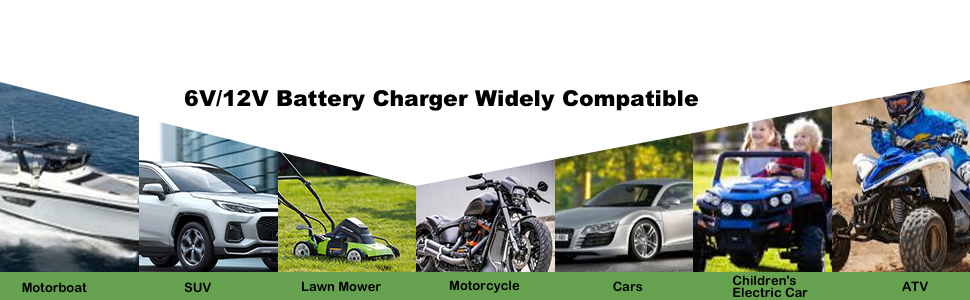 6V 12V Battery Charger 1.5Amp Portable Automatic Smart Float Charger Maintainer Trickle Battery