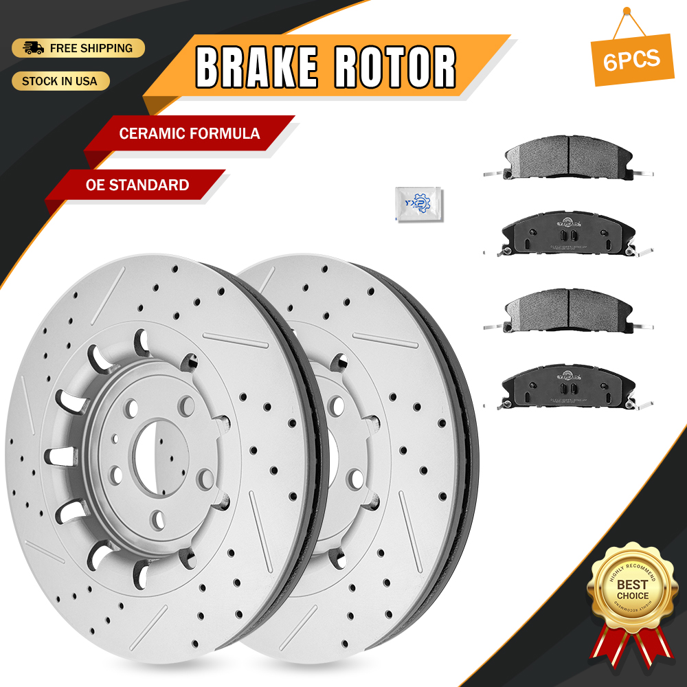 Front Disc Brake Rotors+Ceramic Pads for 2013-19 Ford Explorer Flex W/HD Brakes