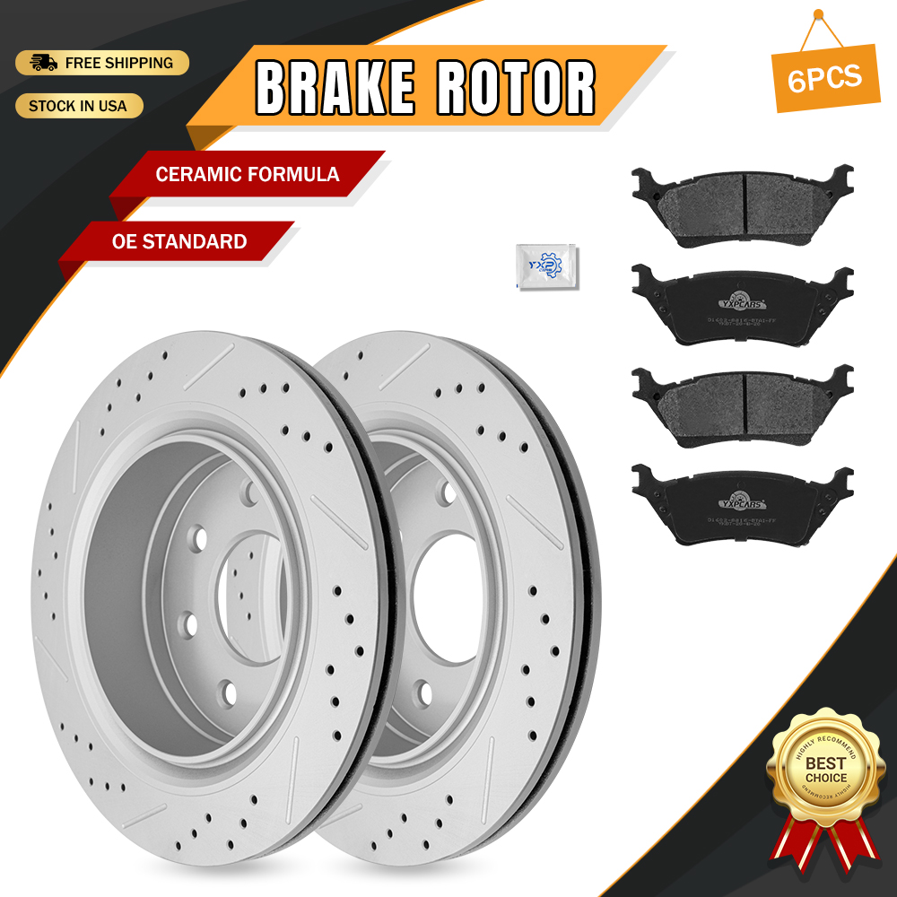 Rear Disc Brake Rotors & Ceramic Pads Set for Ford F-150 7 Lugs 2012 2013 2014