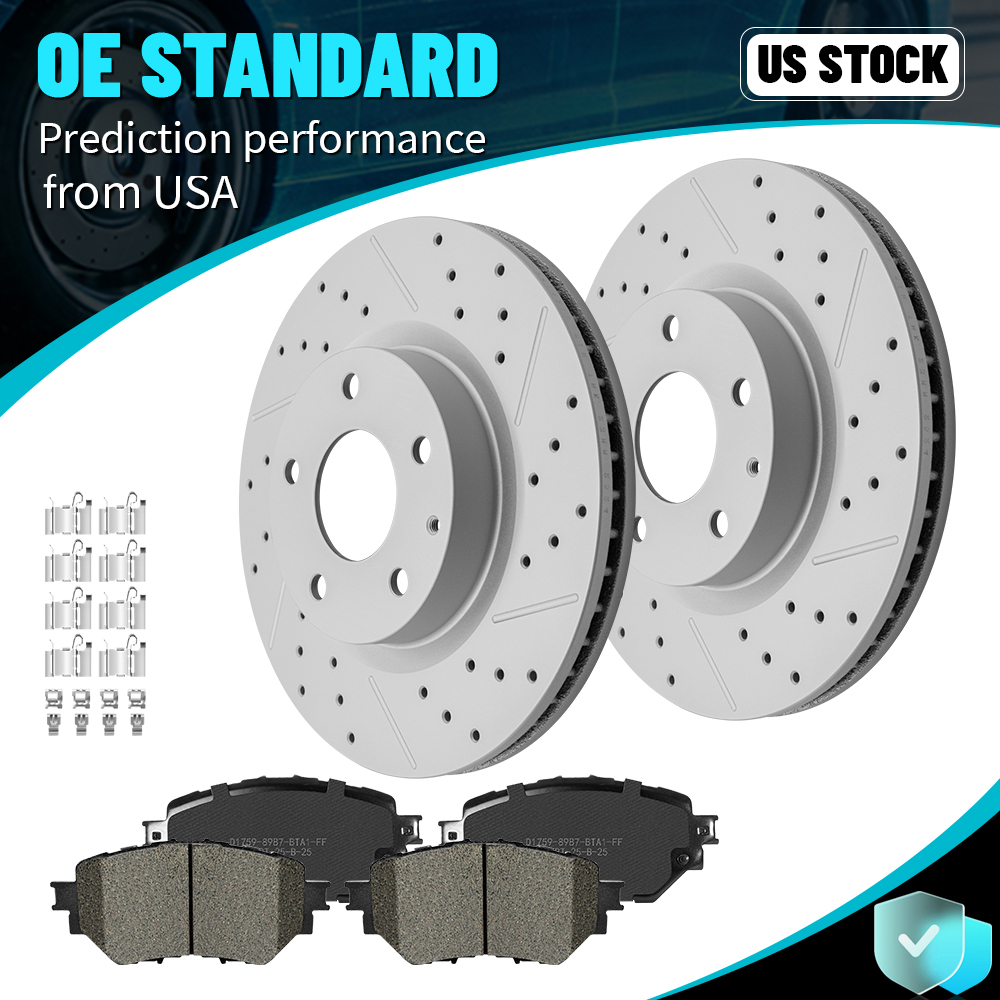 295mm Front Disc Brake Rotors Ceramic Brake Pads Set For 2014-2018 Mazda 3 Sport