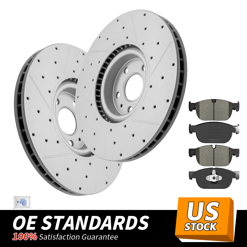 345mm Front Drilled Rotors Ceramic Brake Pad for Volvo S60 S90 V60 V90 XC60 XC90