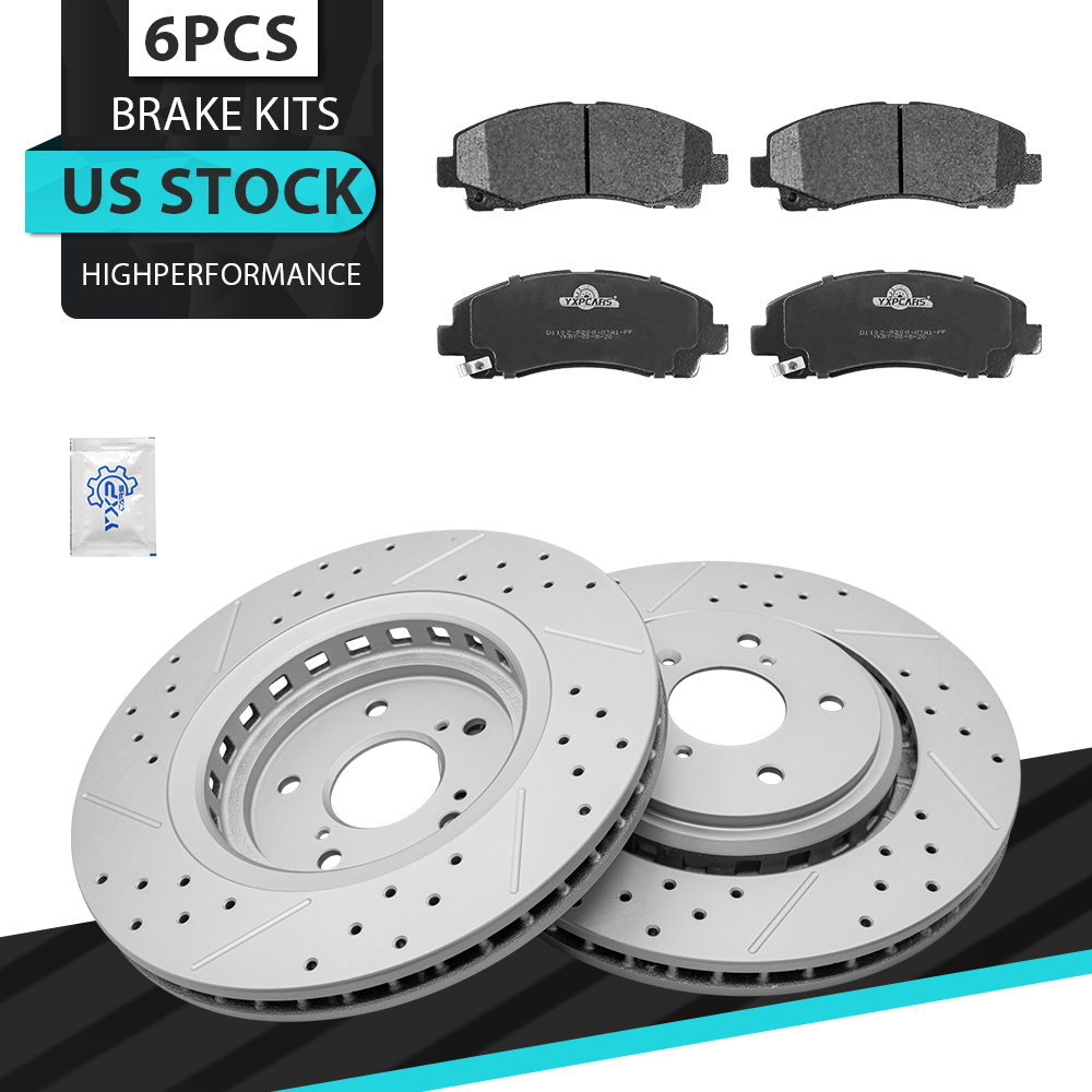 Front Drilled Disc Brake Rotors Ceramic Pads Kit For 2015-2019 2020 Acura TLX