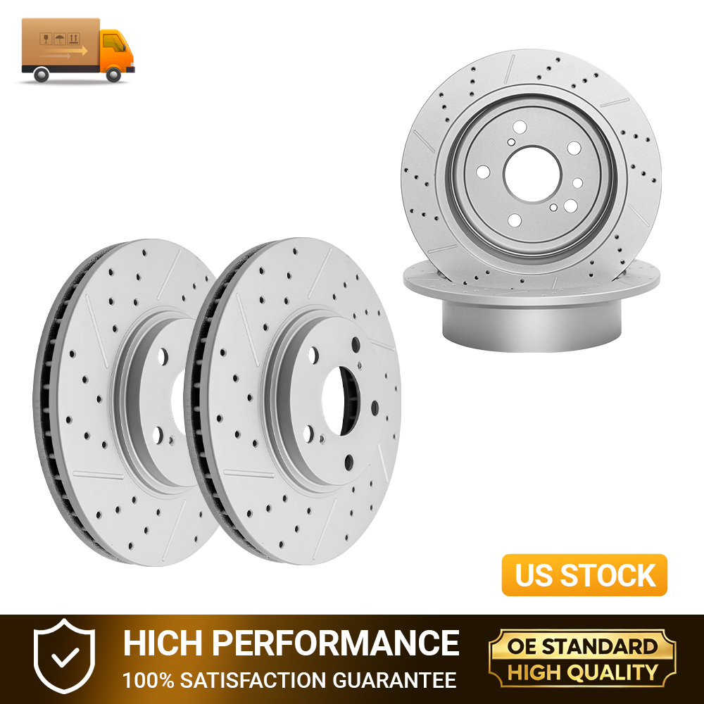 Front & Rear Drilled Disc Brake Rotors Kit For Toyota Highlander 2004-2006 2007