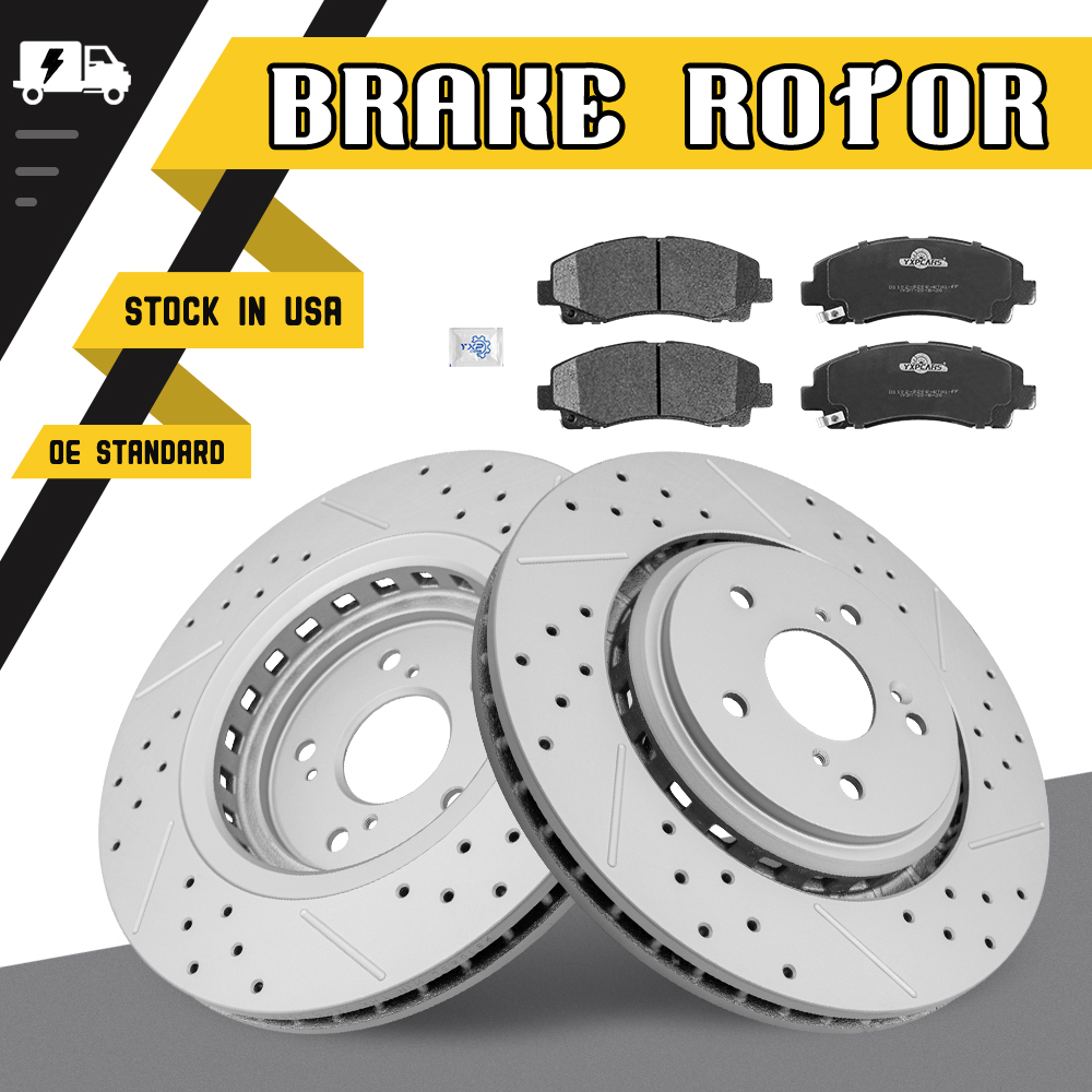 320mm Front Drilled Disc Brake Rotors Ceramic Pads Kit For 2015-2020 Acura TLX