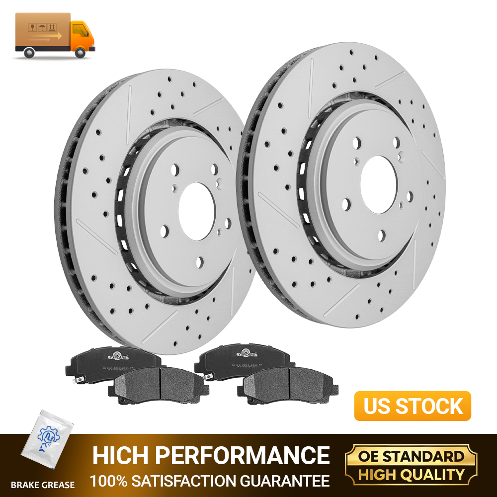 For 2015-2020 Acura TLX 320mm Front Drilled Disc Brake Rotors Ceramic Pads Kit