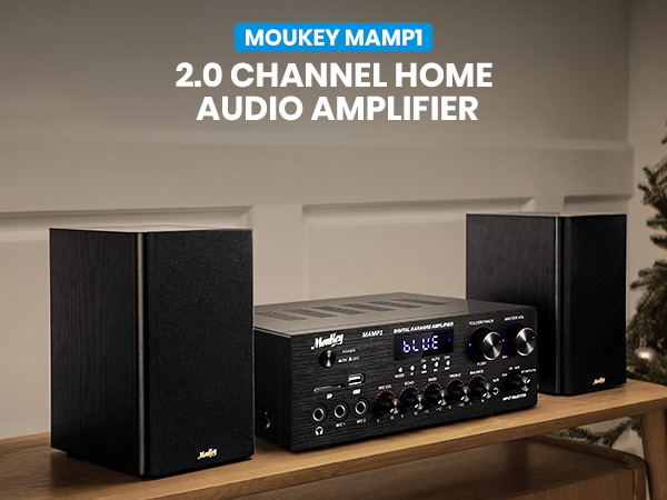 Moukey MAMP1 400W Audio Power Amplifier 2 Channel Amp Stereo