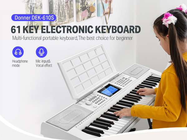Donner DEK-610S Electronic Keyboard 61 Key With Stand Bench 249
