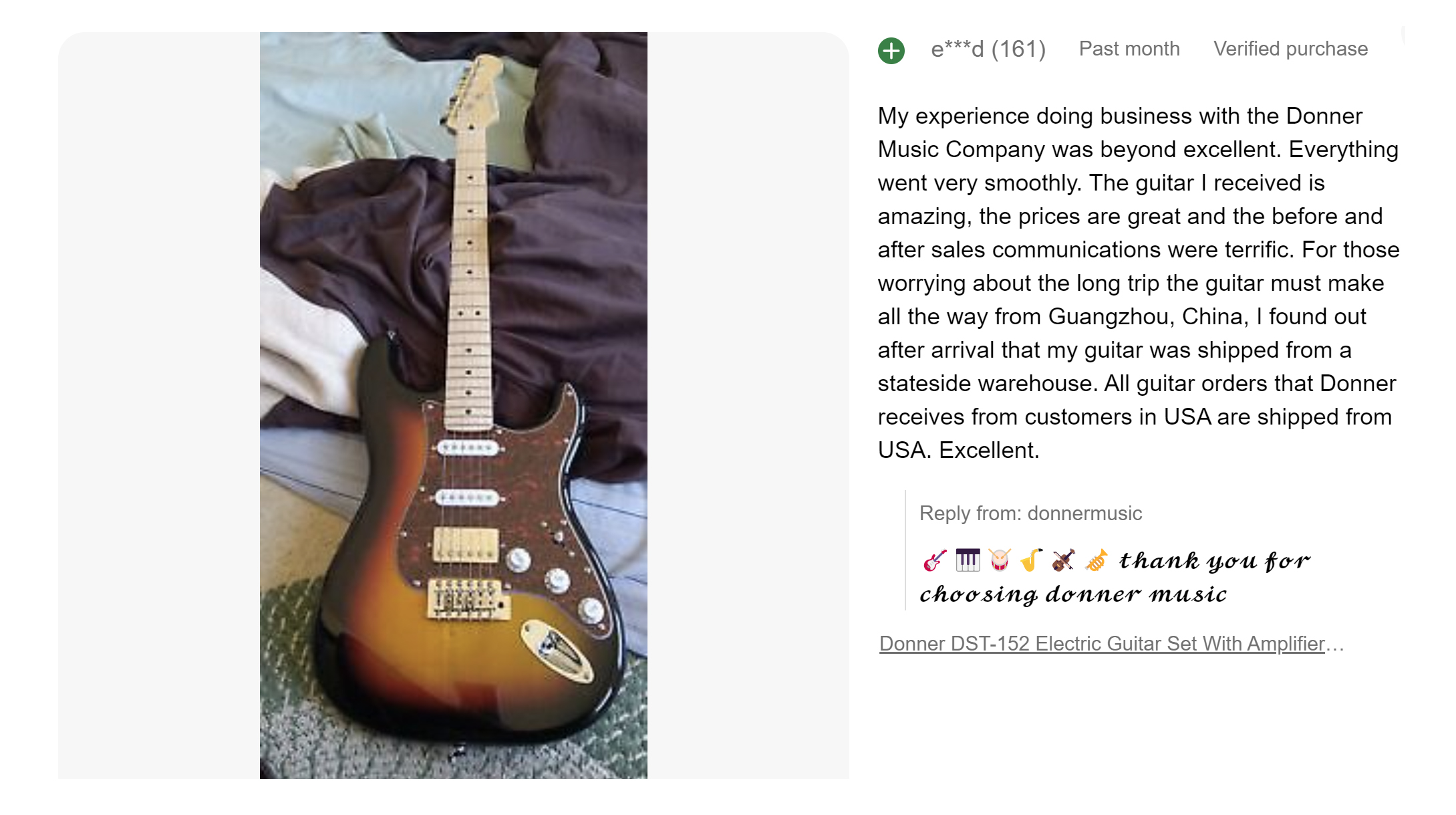 Amazon.com: Donner DST-152R Electric Guitar, 39