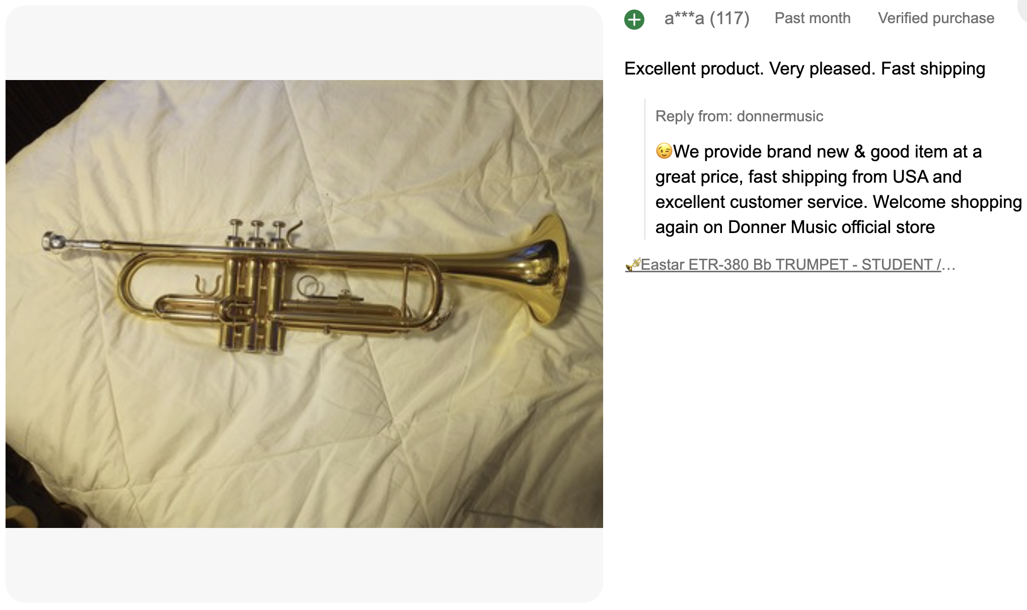 Eastar TRUMPET WITH CASE - STUDENT / INTERMEDIATE CONCERT