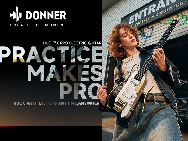 Donner HUSH X PRO Professional Electric Guitar | White-Luxe