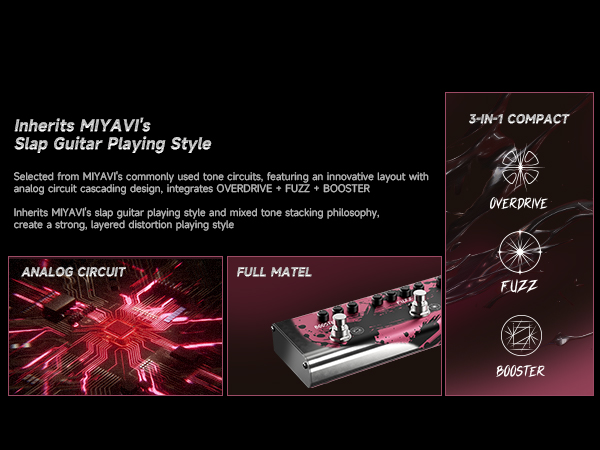 Donner X MIYAVI Rage Breaker Triple Pedal 3-in-1 Overdrive Fuzz