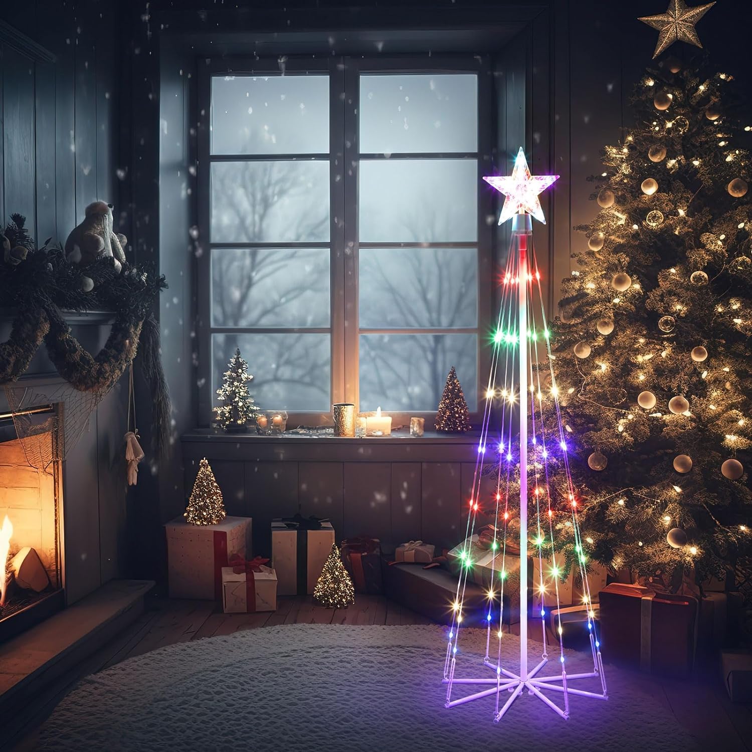 thumbnail image 2 of 5/6/7.5 FT LED Outdoor Christmas Tree Lights - Multicolor Remote Control Lighted Cone Yard Decoration 2 of 6