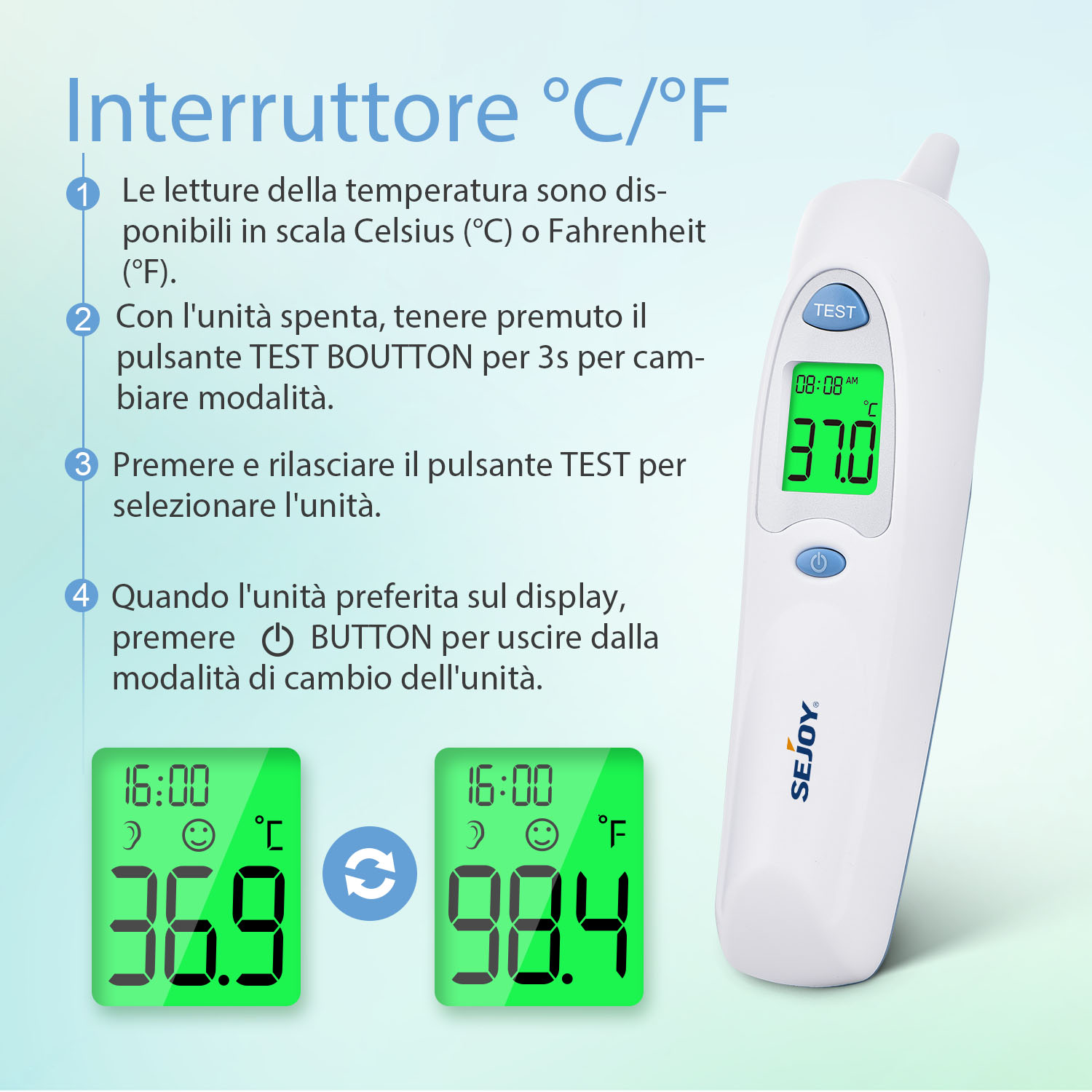 Cofoe Termometri Termometro multifunzione per neonati Cofoe Temperatura  corporea digitale a infrarossi per bambini adulti Fronte Termometro corpo  senza contatto : : Salute e cura della persona