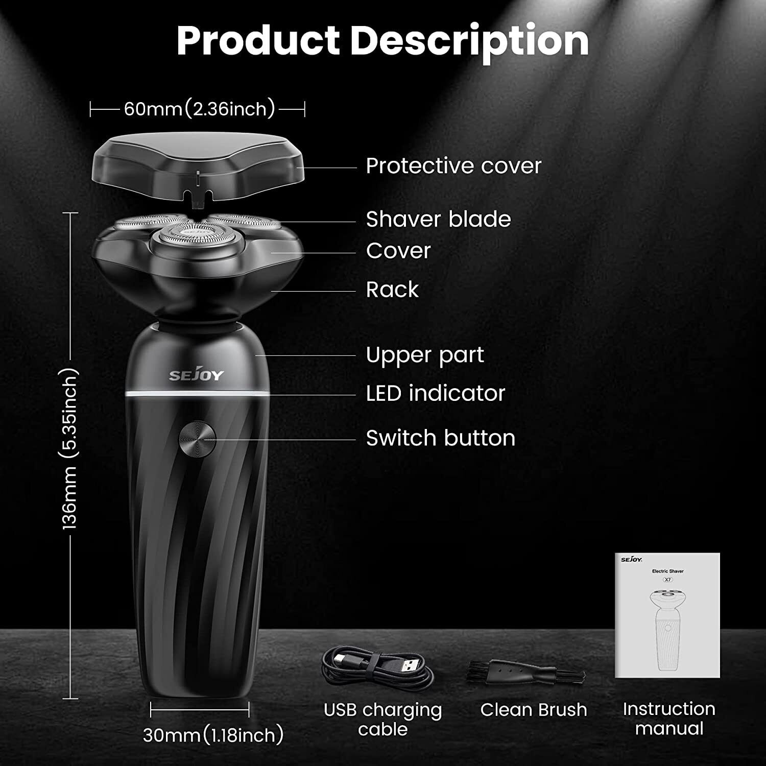 Sejoy Razors for Men, Electric Shavers for Men Public Hair, Men's Shaver Face
