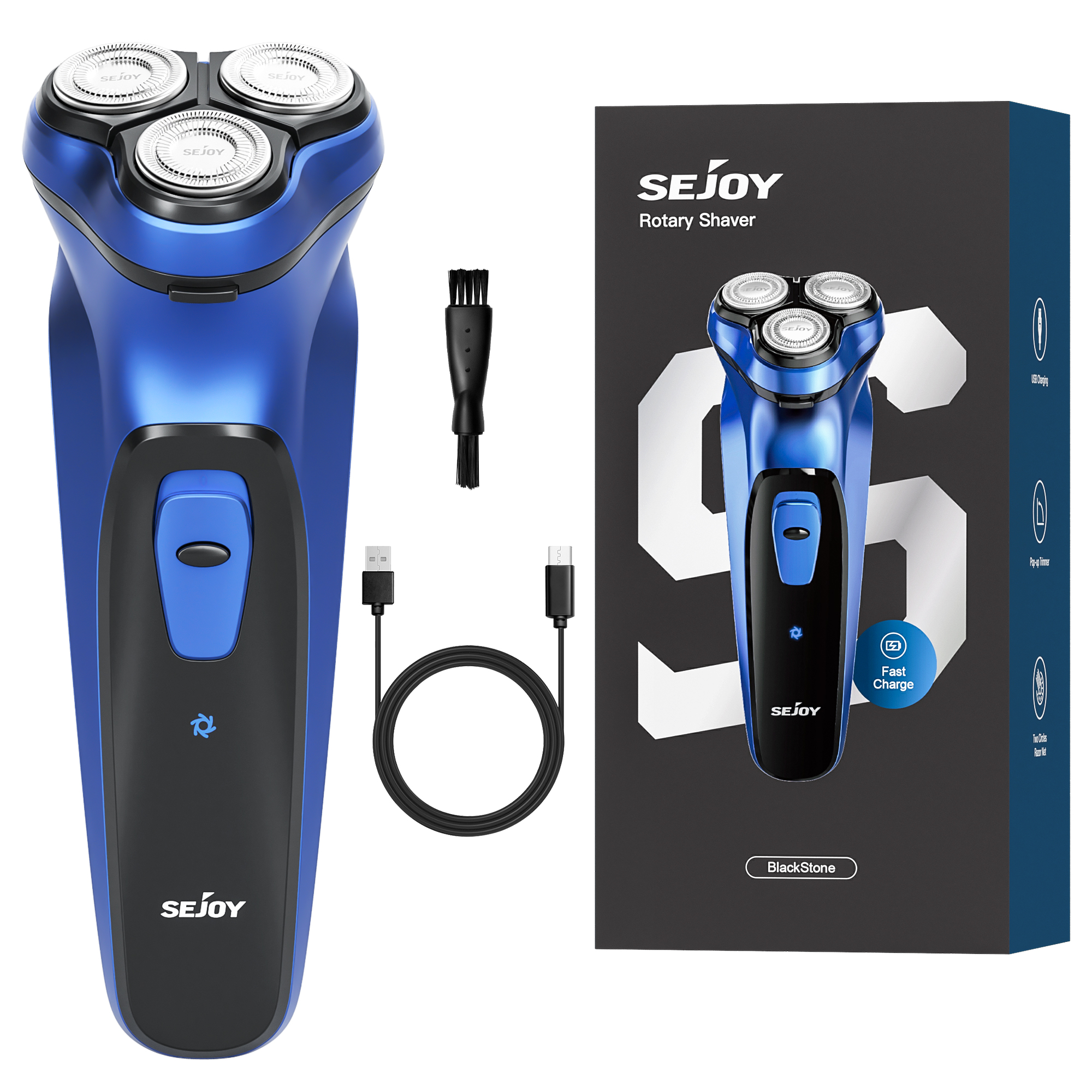 SEJOY Mens Electric Shaving Wet Dry Razor Rechargeable Rotary Cordless Trimmer