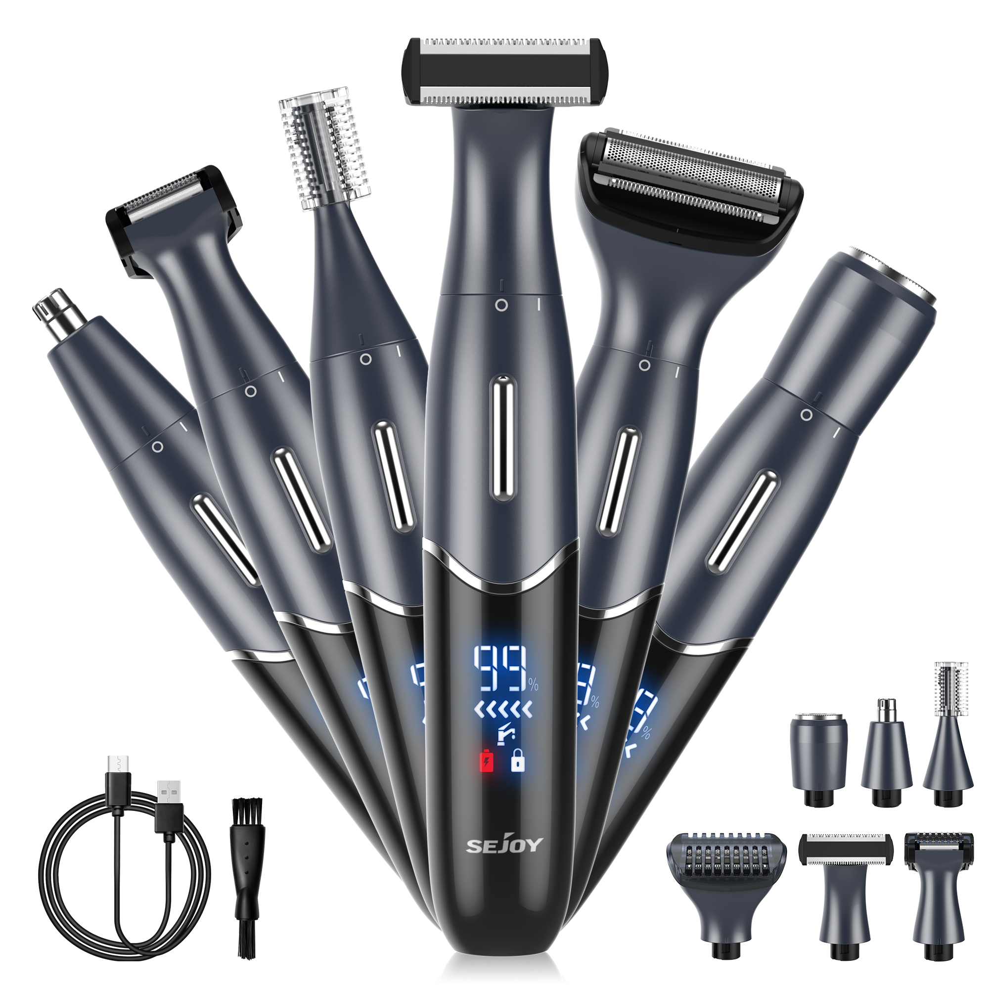 6-in-1 Electric Shaver Epilator Kit LED Wet & Dry Painless Razor Rechargeable