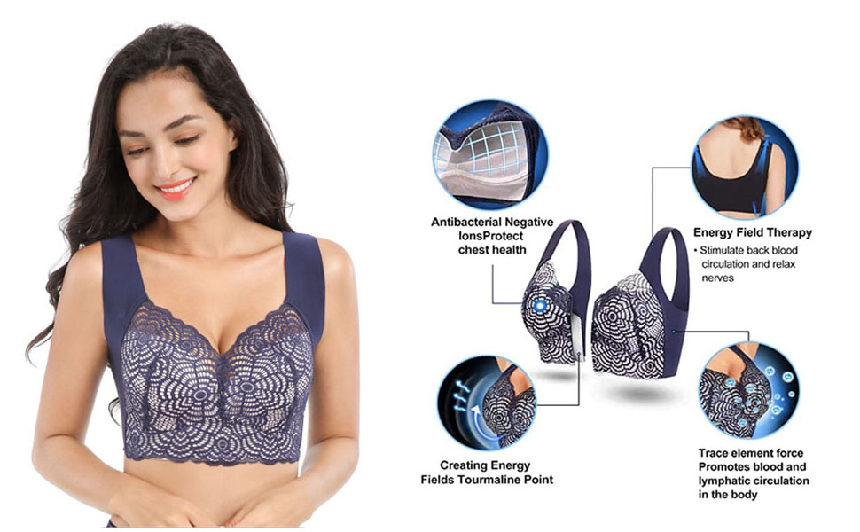 2pcs Lymphvity Detoxification And Shaping Powerful Lifting Bra, Sexy Lace  Comfort Wire-free Bra