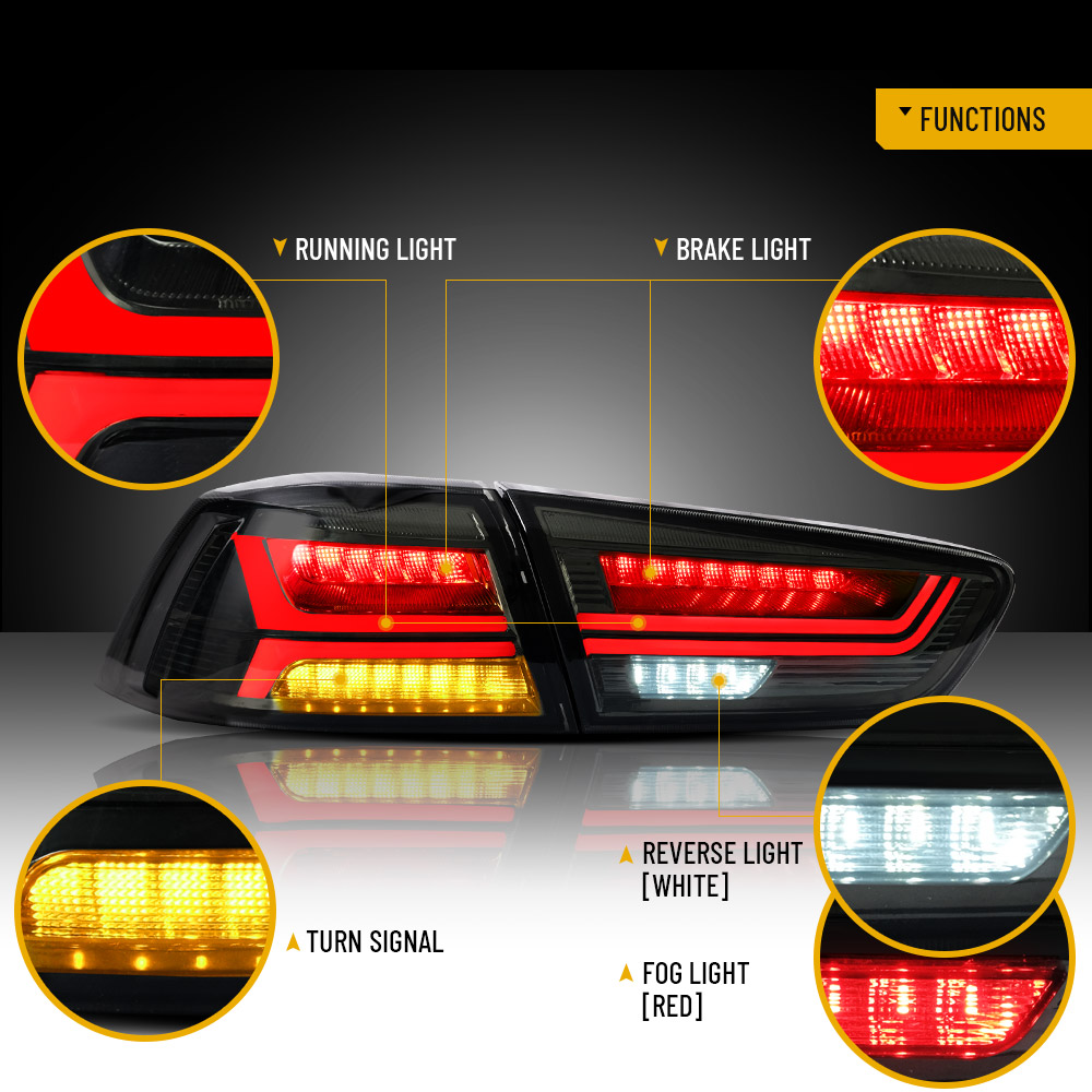 VLAND LED Tail Lights For Mitsubishi Lancer / EVO X 2008-2017 Rear