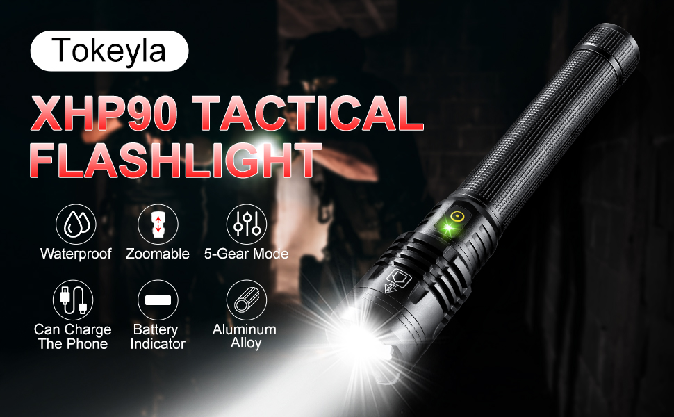  Super Bright LED Tactical Flashlight USB Rechargeable