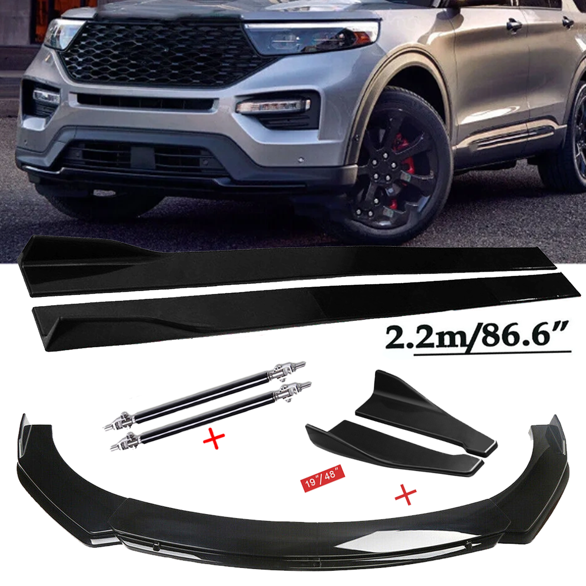 For Ford Explorer ST Front Bumper Lip Spoiler Side Skirts Rear Lip