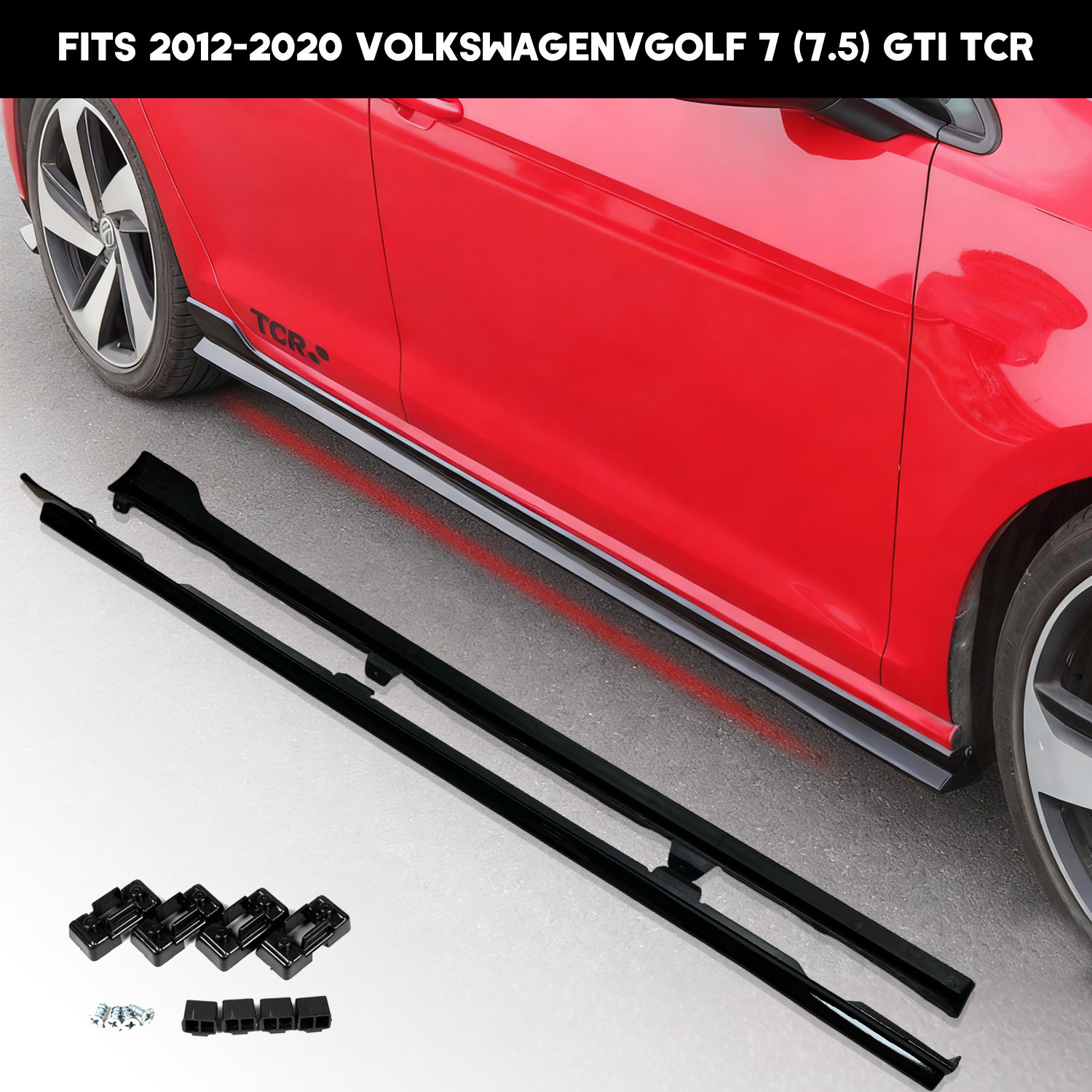 TCR Style Gloss Black Side Skirt Extension For VW Golf GTI R MK7
