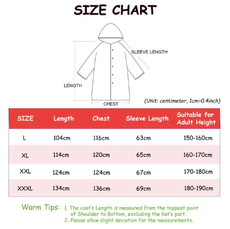 Raincoat Men Black Waterproof Long Rain Coat Hooded Trench Jacket