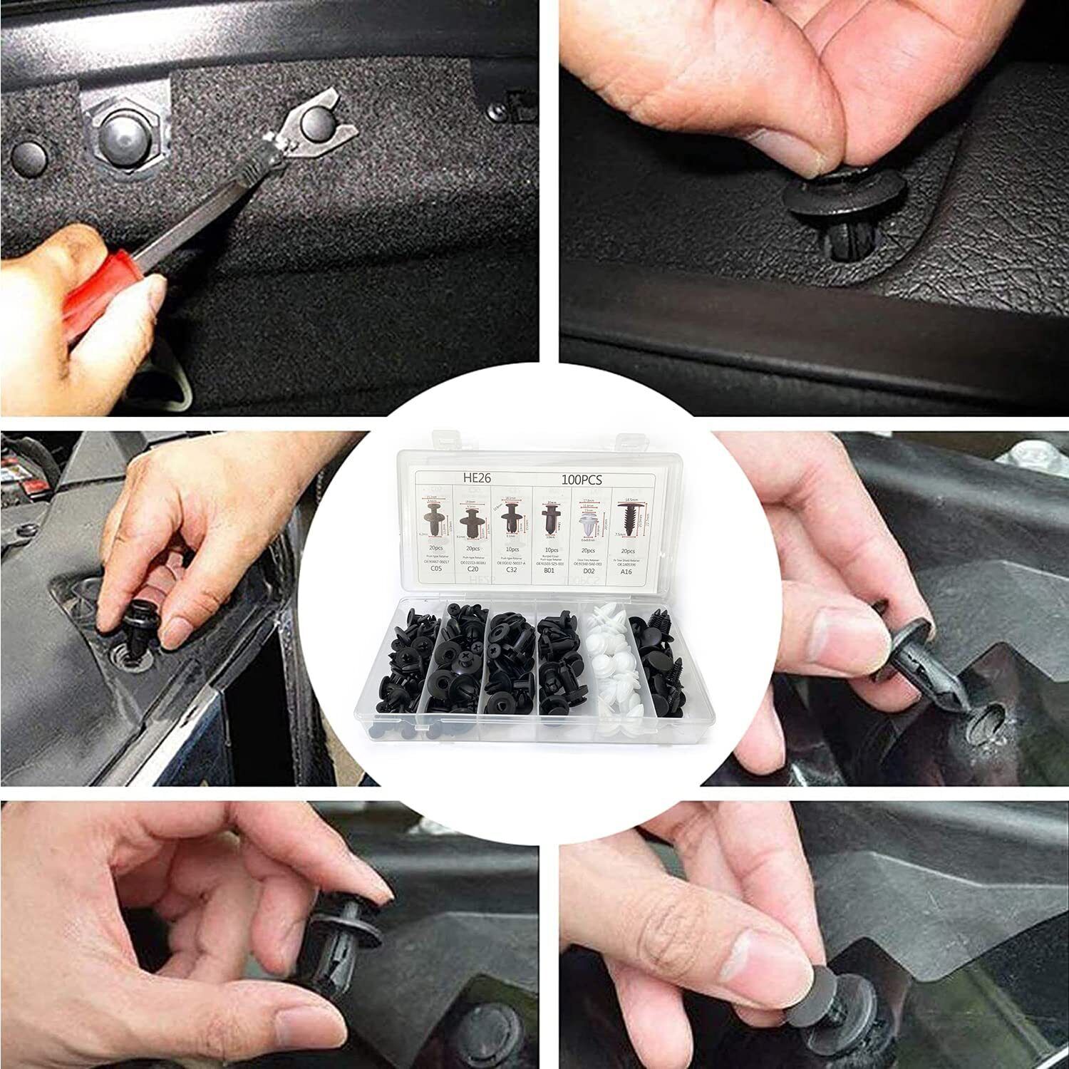 100 Pack GM Push Pin Retainer Clips – Fender, Bumper, Splash Guard Fasteners (1595864, 1605396)