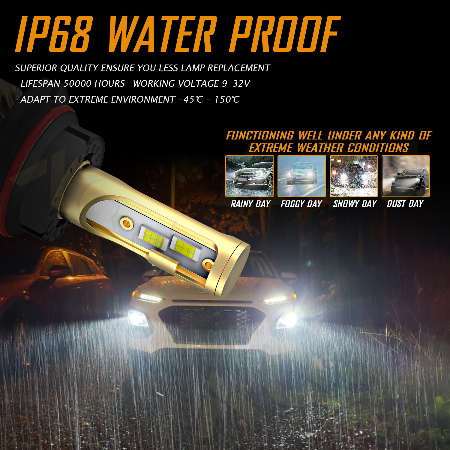 High And Low Beam 4-sides 9007 HB5 LED Headlight Bulbs High Low