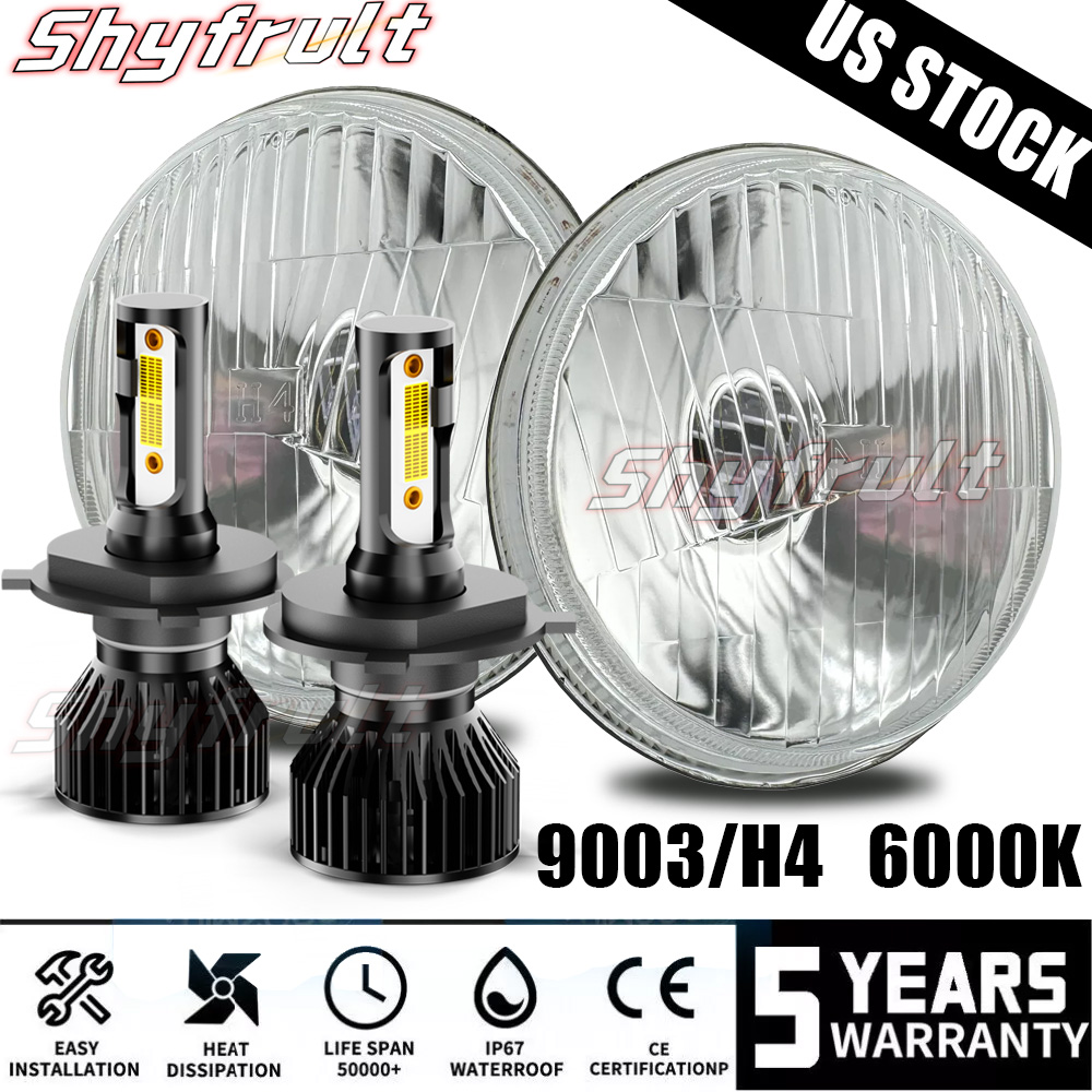 2x 7''inch LED Headlights Round Hi/Low Halo For Datsun-240Z 260Z