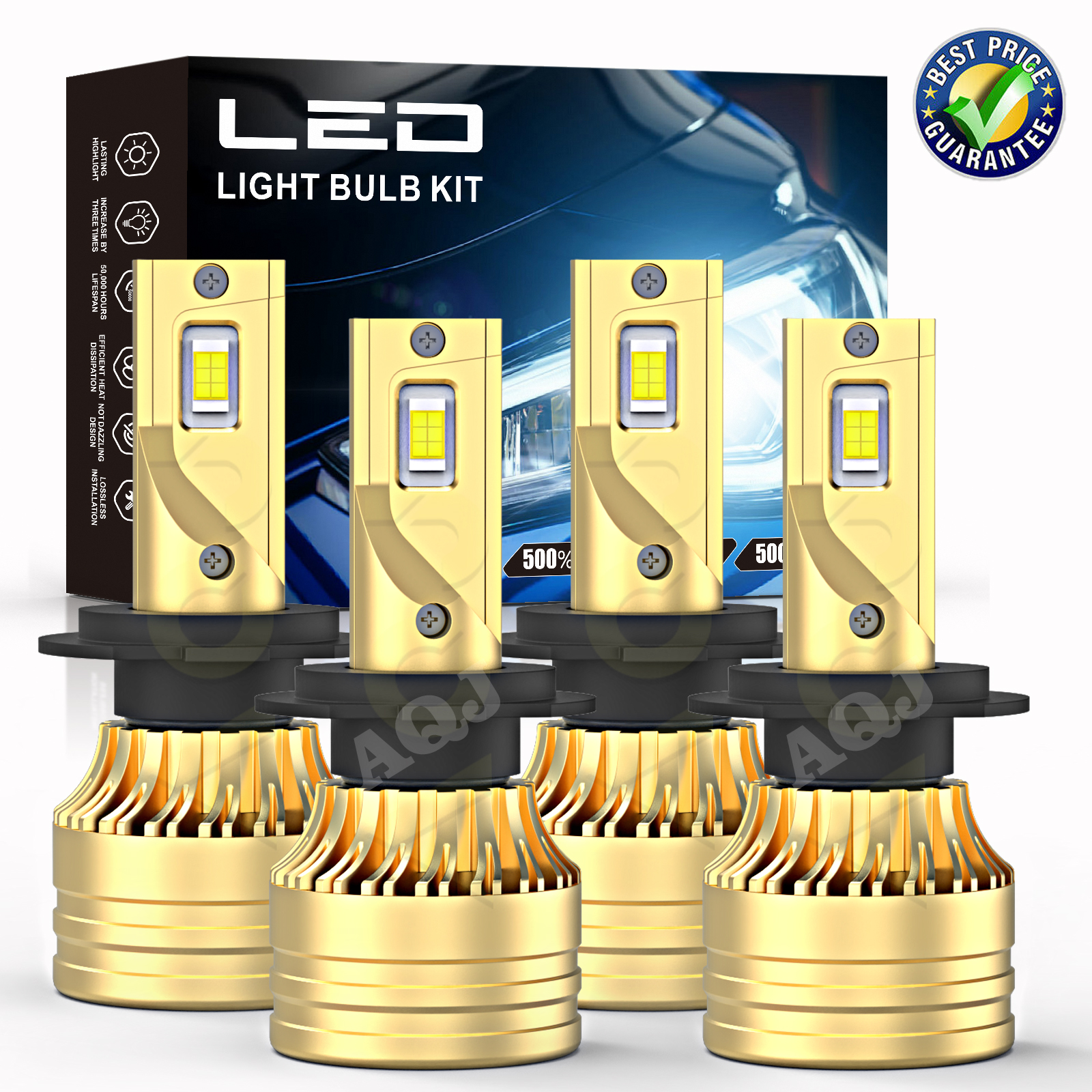 2x H7 LED Headlight Bulb Kit High Low Beam 10000LM Super Bright 6500K White New