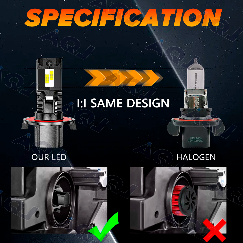 thumbnail interactive-video image 1 of CHUSYYRAY H13/9008 LED Headlight Bulbs – 6000K 50W – High/Low Beam For Jeep Renegade 2015-2022 (2 Bulbs) 1 of 2