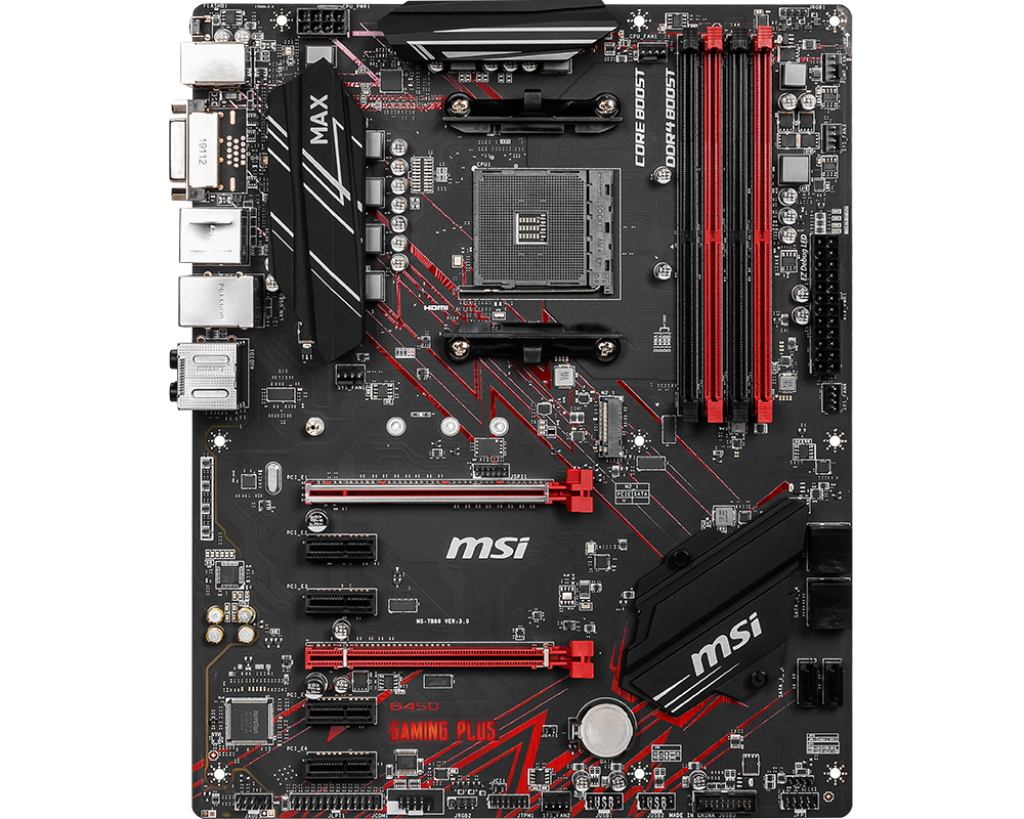 MSI B450 GAMING PLUS MAX マザーボード FOR MSI B450 GAMING PLUS MAX AMD DDR4 64GB DVI-D HDMI Motherboard