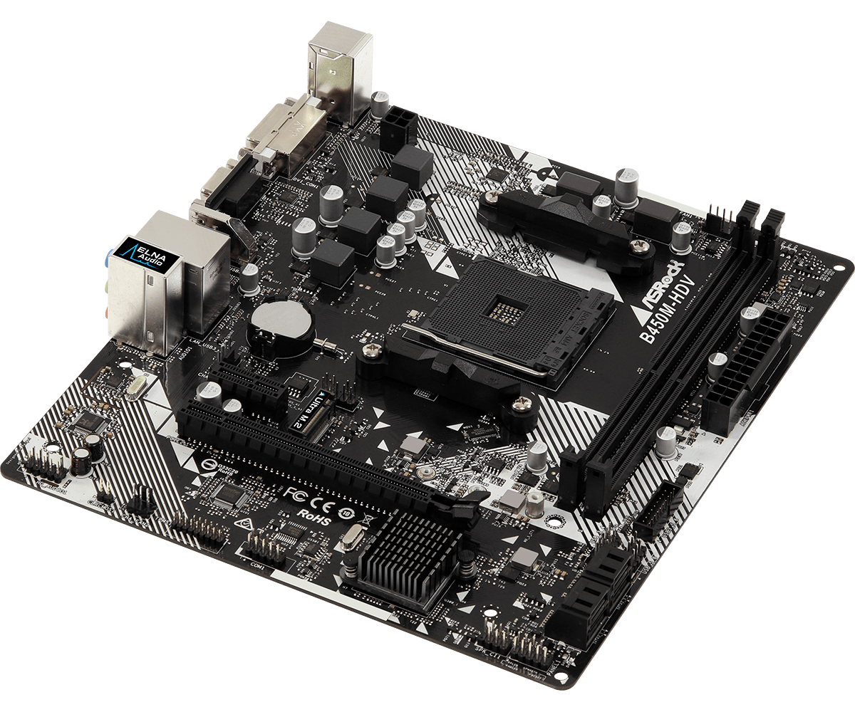 FOR ASROCK B450M-HDV R4.0 AMD 32GB HDMI DVI Micro ATX Motherboard