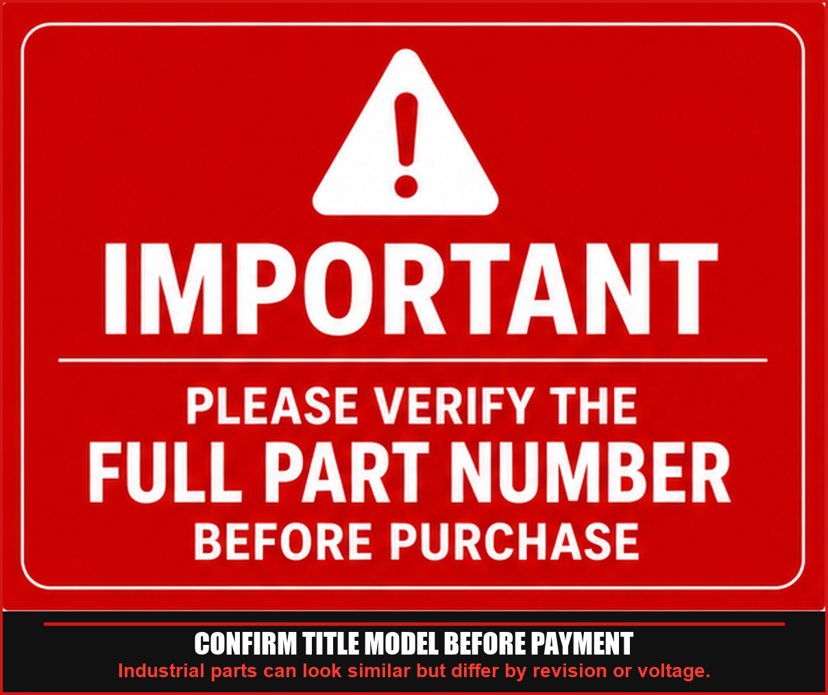 Please verify full part number before purchase