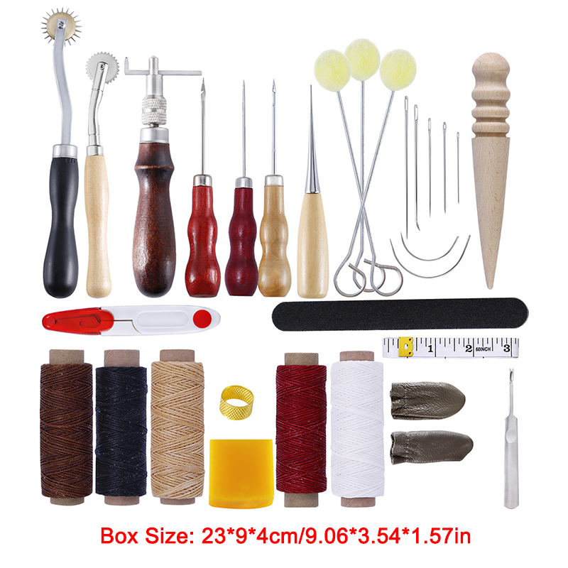 37tlg Leder Werkzeug Ledernadeln Lederhobel Nähen Locher Stechahle Stitching Set