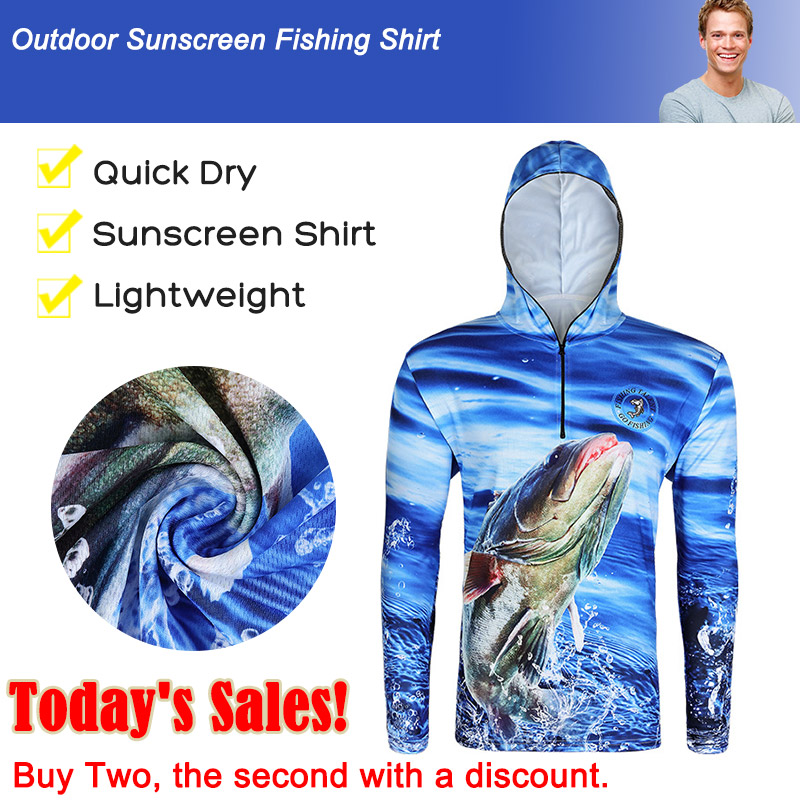Outdoor Fishing Shirt Sunscreen Long Sleeve Durable Quick Dry Breathable Hoodies