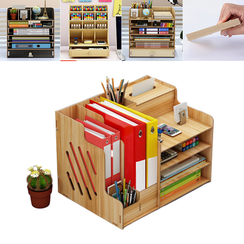5 Etagen Schreibtisch Organizer Holz Stiftehalter Schreibtischbox mit Schubladen