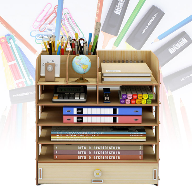5 Etagen Schreibtisch Organizer Holz Stiftehalter Schreibtischbox mit Schubladen