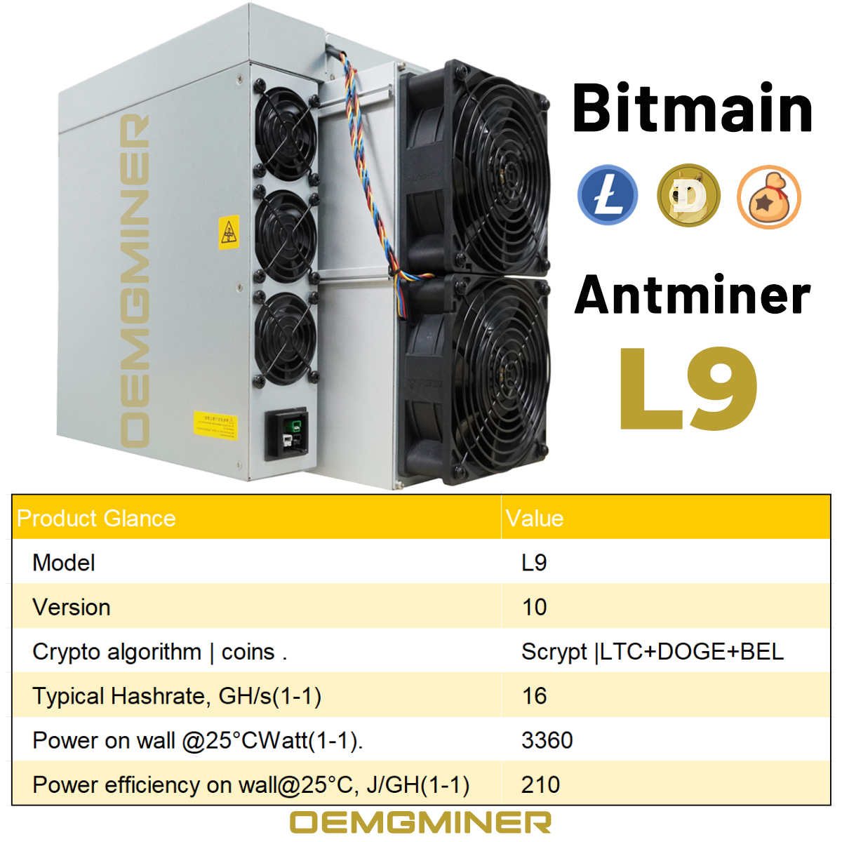 In Stock NEW BITMAIN Antminer L9 16GH/S 3360W LTC & DOGE Coin Miner | eBay