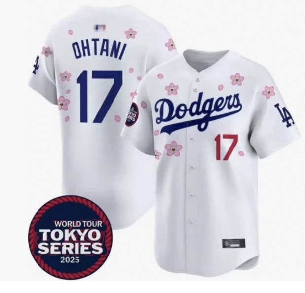 Dodgers ユニフォーム　青 17 TOKYO SERIES 2025 17 Dodgers White 2025 Tokyo Series Sewn Jersey Mens S-3XL