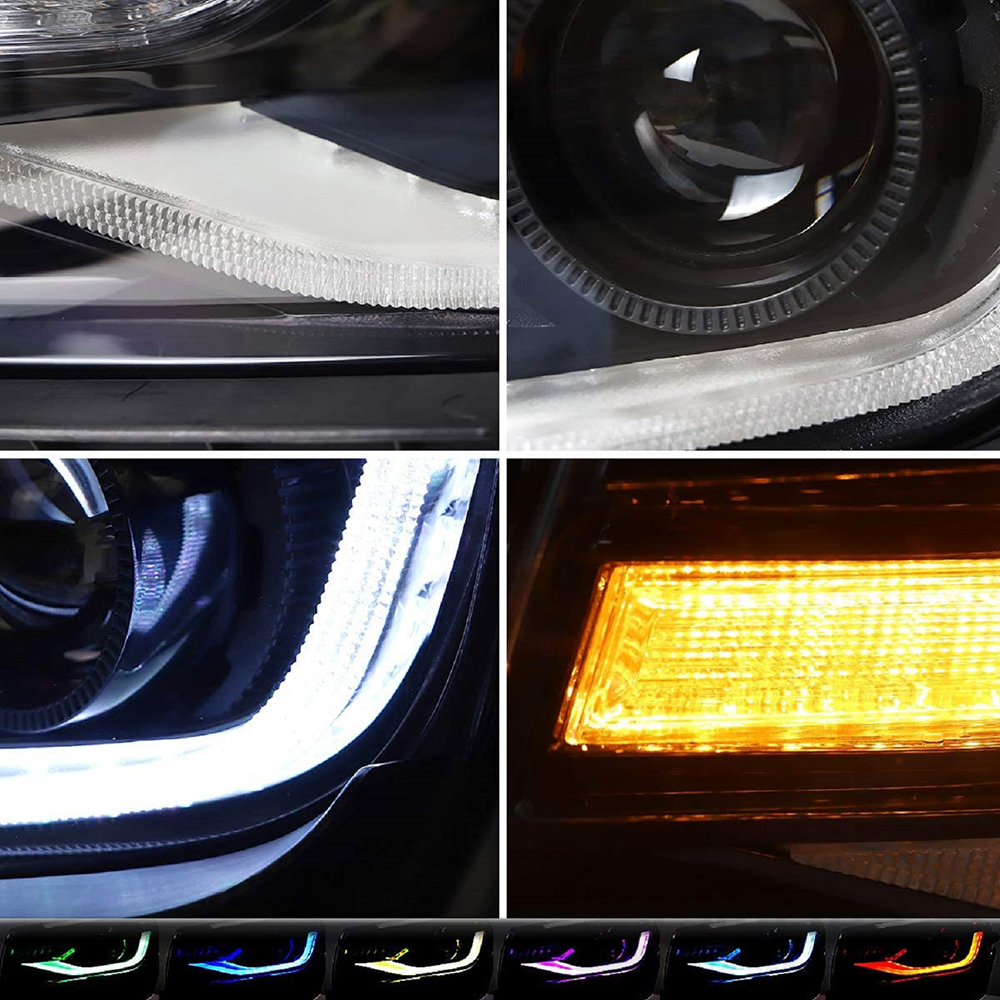 VLAND Headlights w/RGB DRL + LED Bulbs For 2014 2015 Camaro LS LT SS ZL1  Z/28