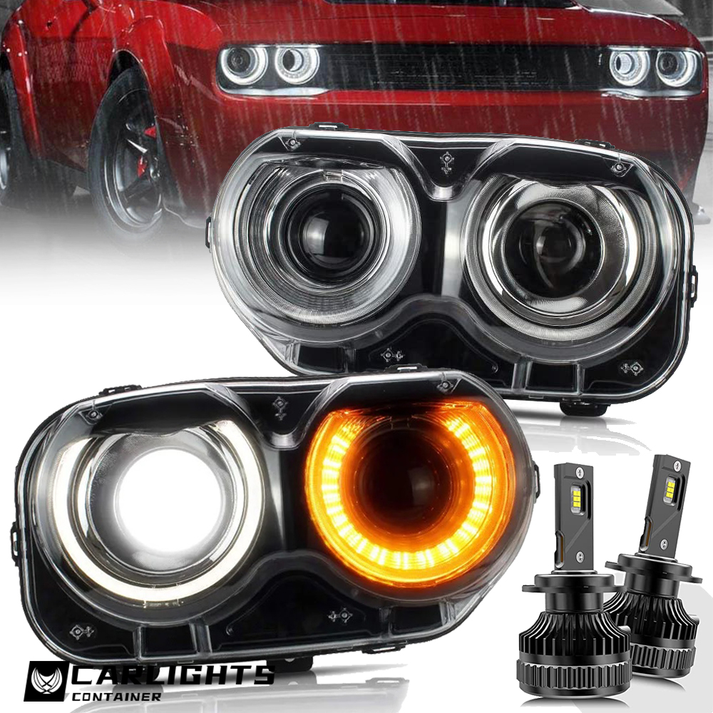 Headlights+LED Kits For 3rd gen Dodge Challenger SRT Hellcat Coupe